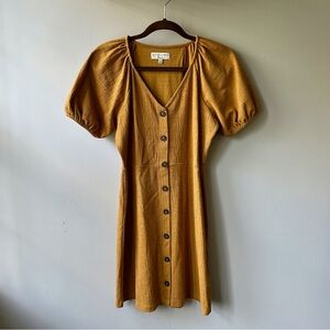 Madewell Texture & Thread Mustard Button-Down Dress - S